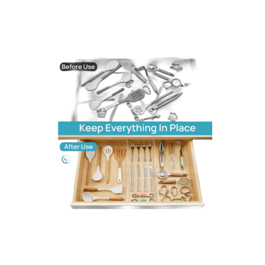 Clear Adjustable Kitchen Drawer Dividers